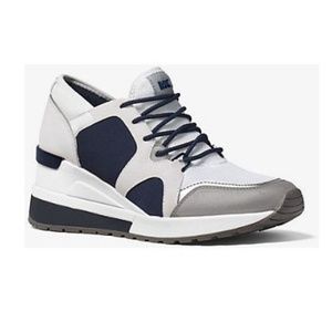 Michael Kors Scout Satin Suede Sneaker Navy White